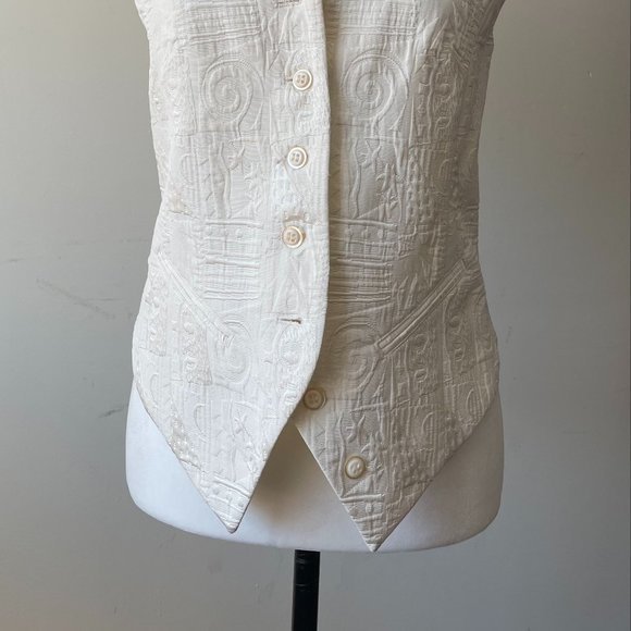 Ladies RELANCE Cream Button Up Vest Size XS - Picture 2 of 2